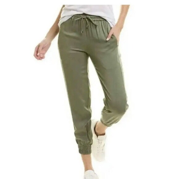 Nanette Lepore Army Green Small Rayon Elastic Waist Joggers Gorpcore Normcore - Picture 1 of 15